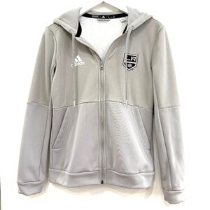 Adidas LA Kings Hockey NHL  Grey Zipper Hoodie Sweatshirt Pockets Mens Small